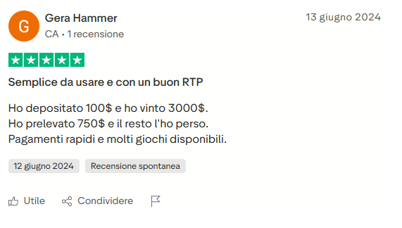 Recensione Trustpilot Sportuna Casino 2