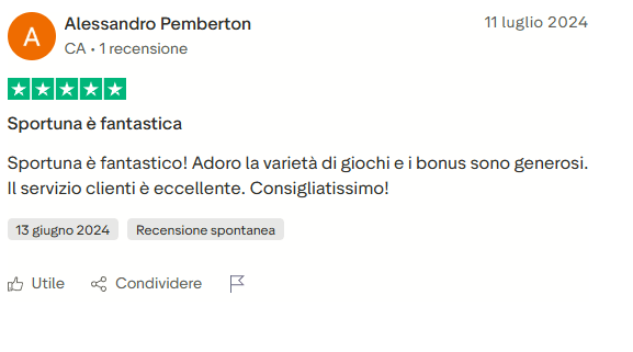 Recensione Trustpilot Sportuna Casino 3